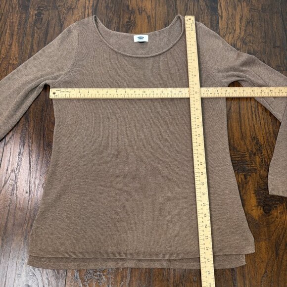 Old Navy Sweater Large Brown Long Sleeve Pullover Cotton Blend Knit Women's - Picture 7 of 11